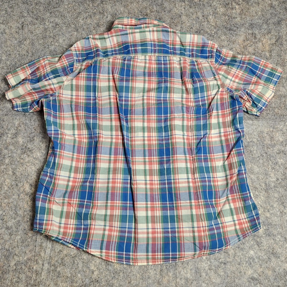 LL Bean Linen Blend Shirt Men XL Blue Multicolor Scotch Plaid Short Sleeve - Picture 2 of 6